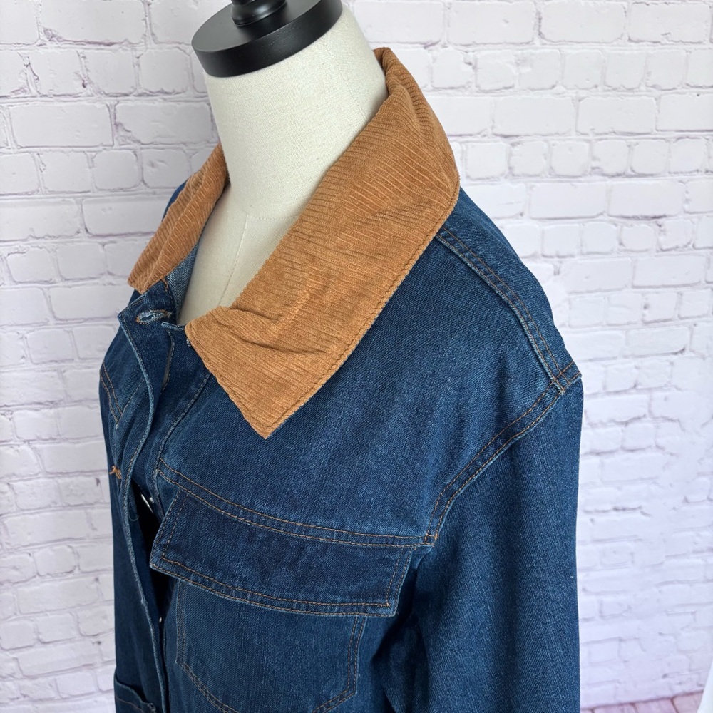 VIGOSS Oversized Denim Barn Jacket with Corduroy Collar--NWT--L - Picture 10 of 16